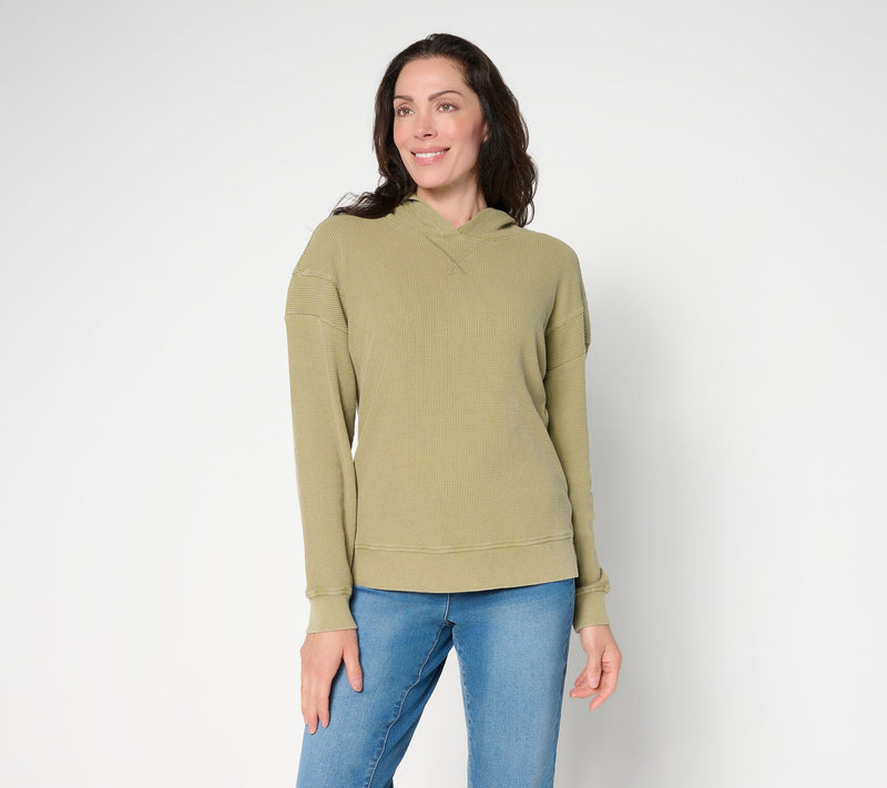 Belle by Kim Gravel Snow Washed Waffle Hoodie — View 16