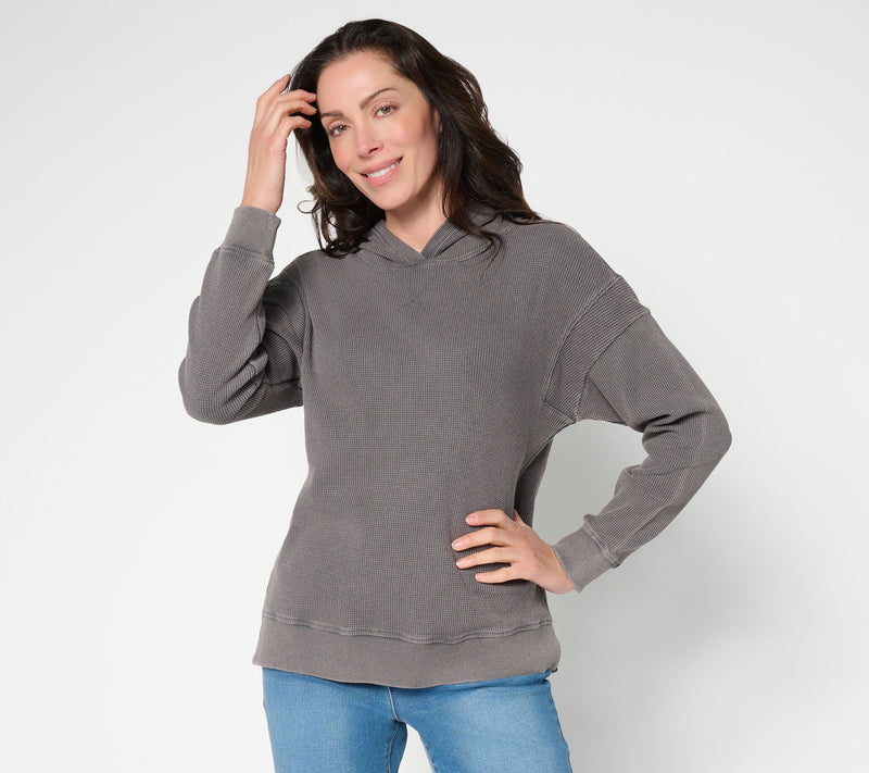 Belle by Kim Gravel Snow Washed Waffle Hoodie — View 18