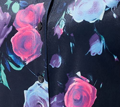 Denim & Co. Regular Printed Knit Velvet Big Shirt — View 8