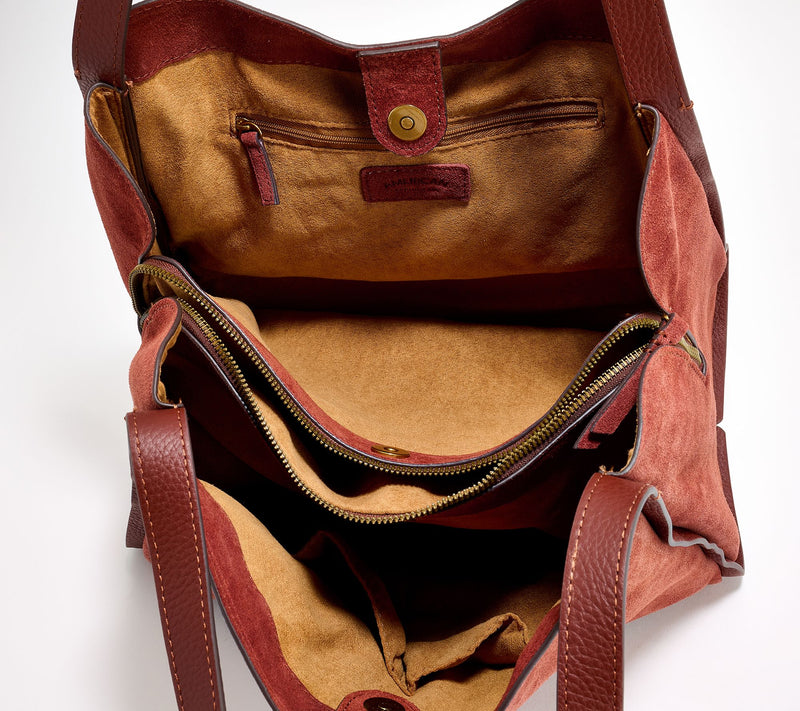 American Leather Co. Auburn Leather Triple Entry Tote — View 6