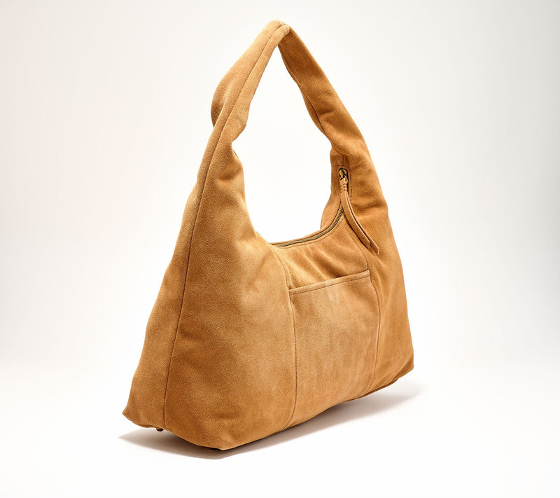 American Leather Co. Adina Large Suede Hobo — View 8