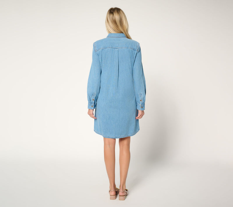 NYDJ Reese Denim Long Sleeves Shirt Dress — View 6