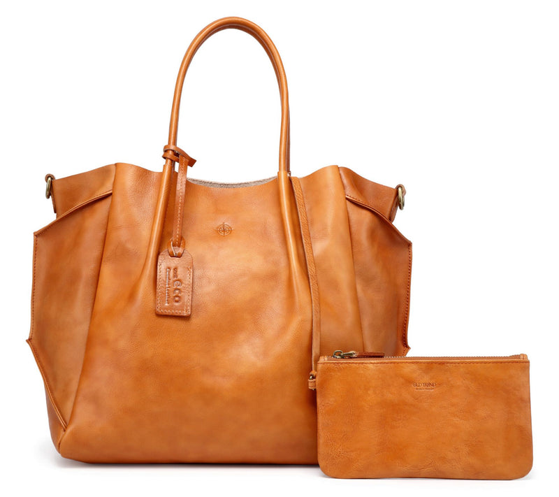 Old Trend Sprout Land Vegetable Dye Leather Tote w/ Zip Pouch — Main view