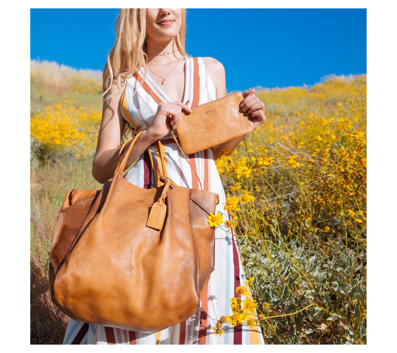 Old Trend Sprout Land Vegetable Dye Leather Tote w/ Zip Pouch — View 2