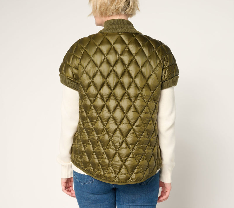 Martha Stewart Signature Diamond Quilted Short-Sleeve Jacket — View 4