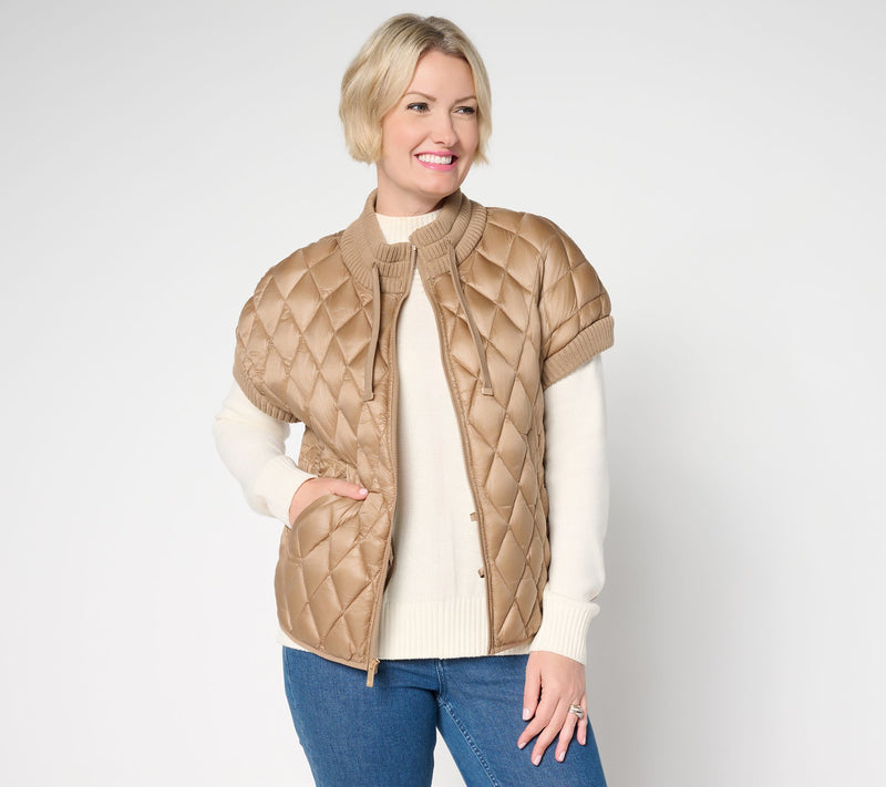 Martha Stewart Signature Diamond Quilted Short-Sleeve Jacket — View 18