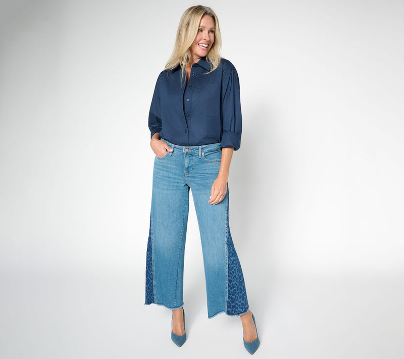 NYDJ Teresa Petite Wide Leg Jeans with Contrast Sideseam Gusset — View 11