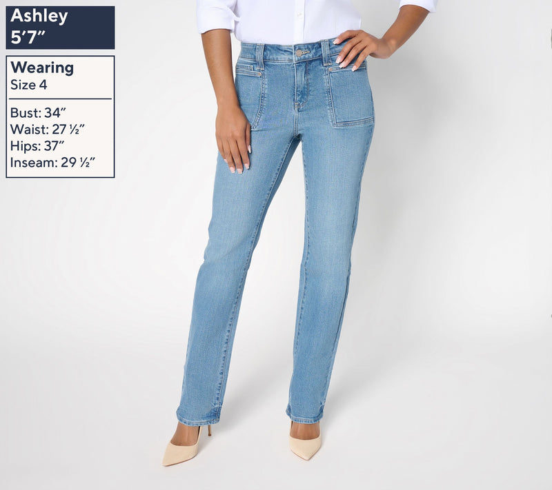 NYDJ Marily Regular Straight Leg Jeans with Patch Pockets — View 7