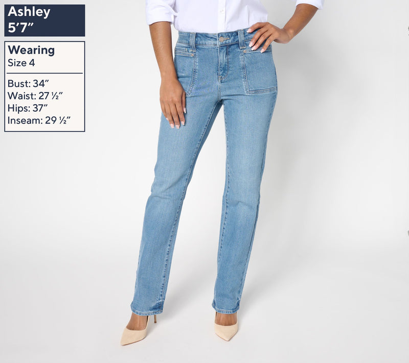 NYDJ Marily Regular Straight Leg Jeans with Patch Pockets — View 6