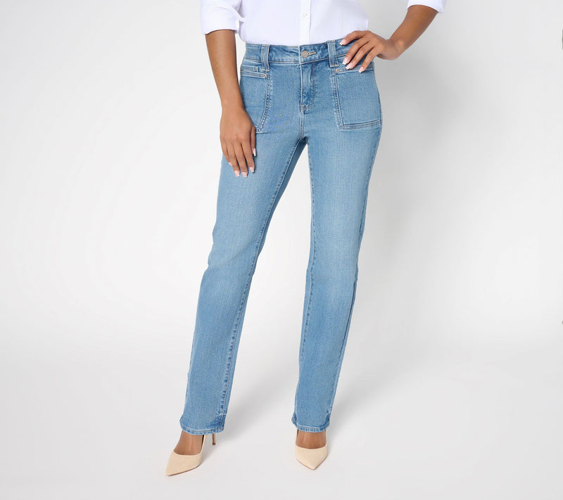 NYDJ Marily Regular Straight Leg Jeans with Patch Pockets — Main view