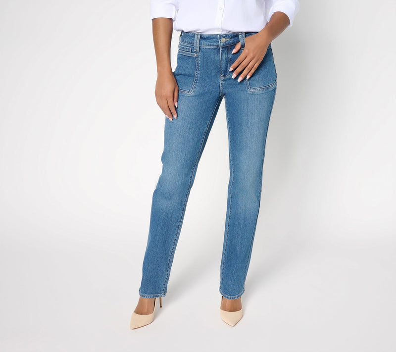 NYDJ Marily Regular Straight Leg Jeans with Patch Pockets — View 5