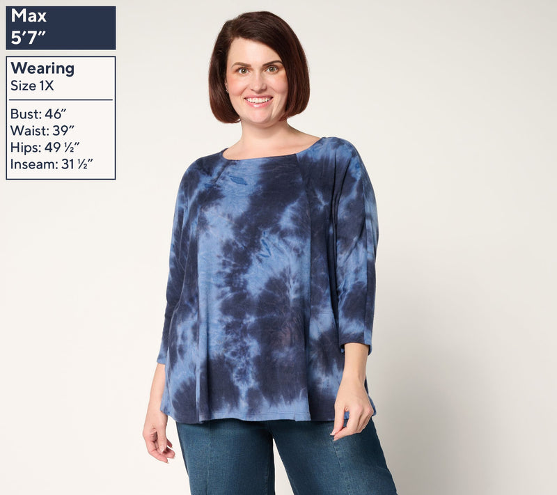 LOGO by Lori Goldstein Brushed Knit Tie Dye Dolman Top — View 2