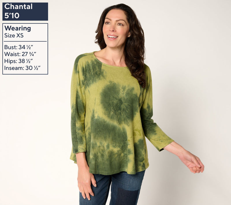 LOGO by Lori Goldstein Brushed Knit Tie Dye Dolman Top — View 3