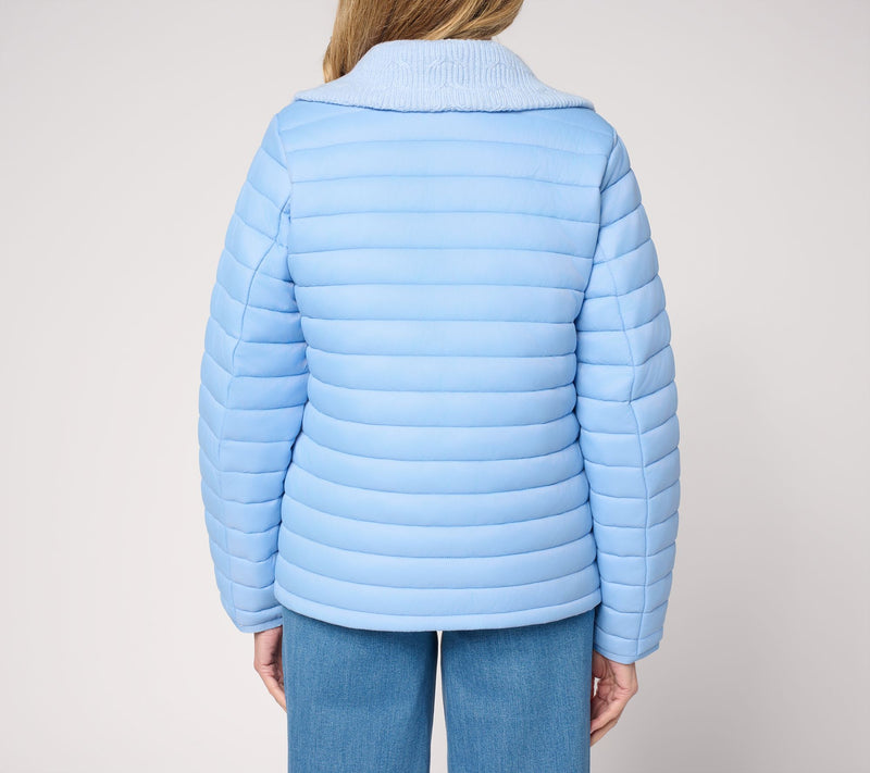 Susan Graver Quilted Jacket with Cable Knit Trim — View 4