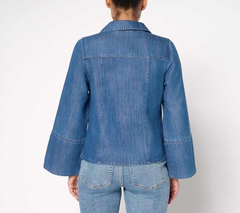 Me by Jennie Garth Rockie Bell Sleeve Denim Shirt — View 4