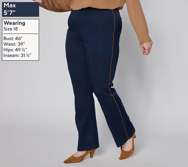 Susan Graver Regular Soft Stretch Slim Flare Jean w/ Seam Detail — View 2