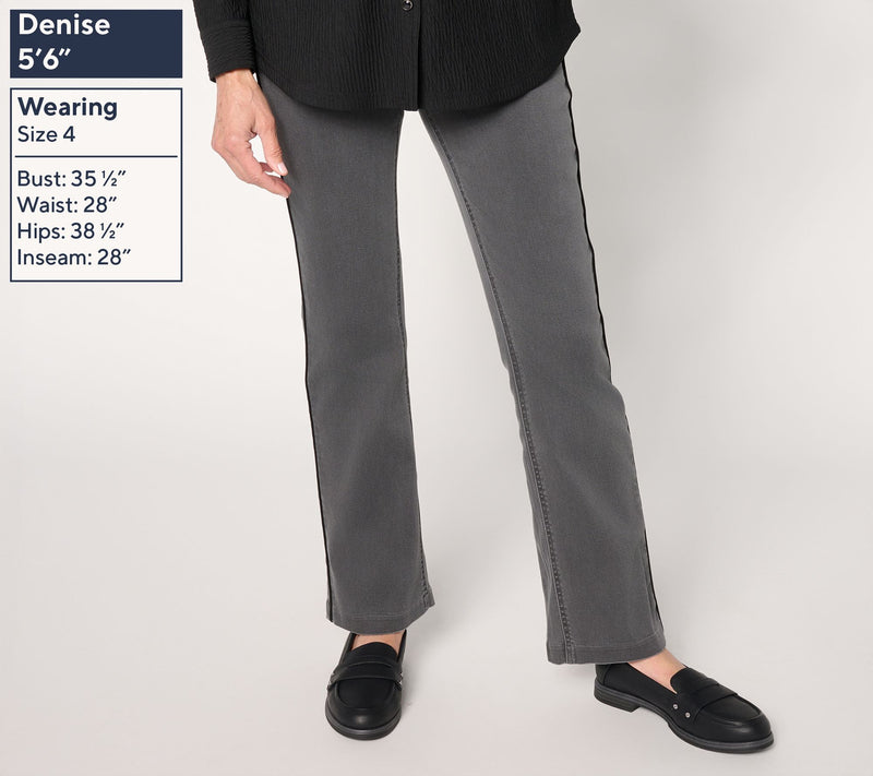Susan Graver Regular Soft Stretch Slim Flare Jean w/ Seam Detail — View 2