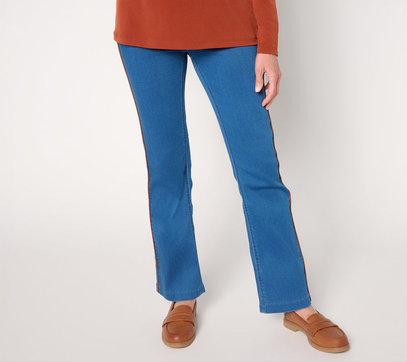 Susan Graver Petite Soft Stretch Slim Flare Jean w/ Seam Detail — Main view