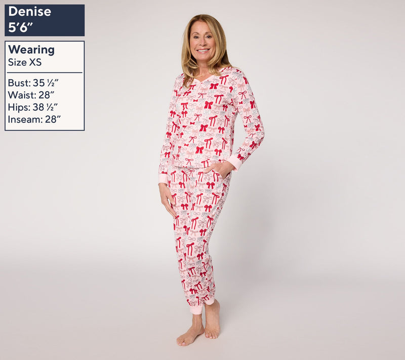MUK LUKS Cloud Knit Henley Printed Pajama Set — View 16