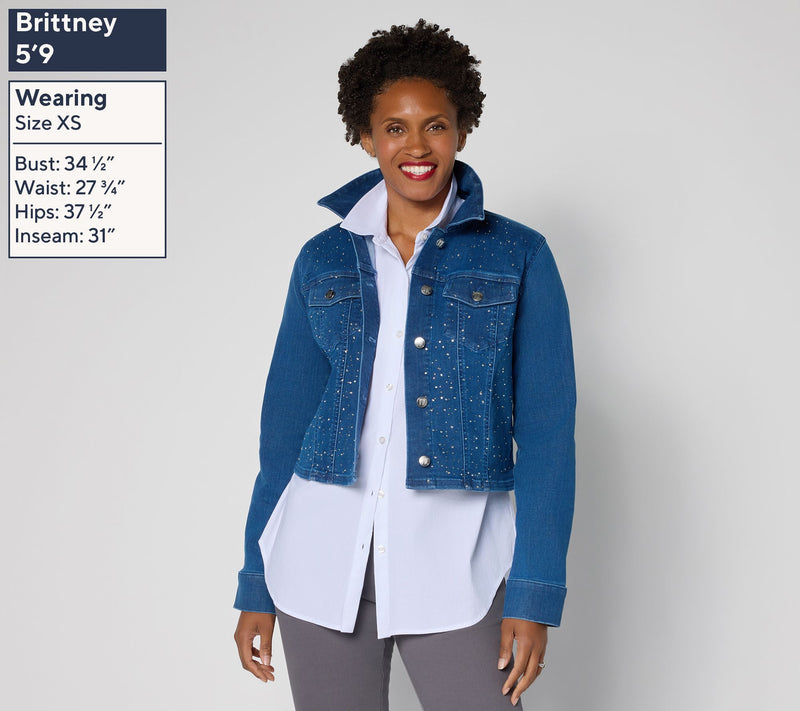 Women with Control Contour Curves Rhinestone Jacket — View 3