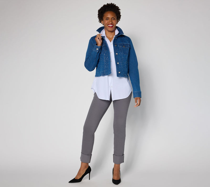 Women with Control Contour Curves Rhinestone Jacket — View 5