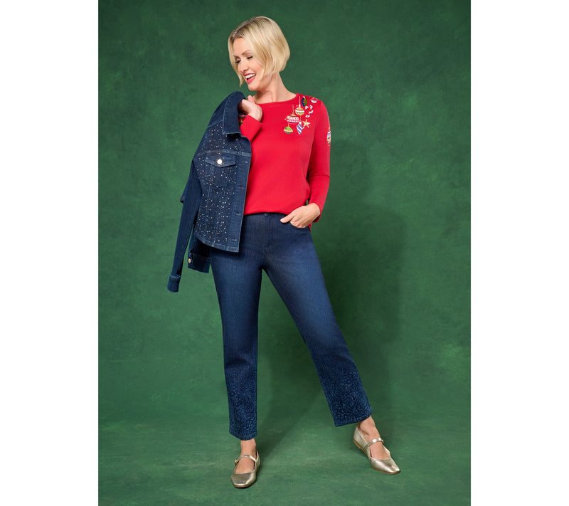 Women with Control Contour Curves Rhinestone Jacket — View 7