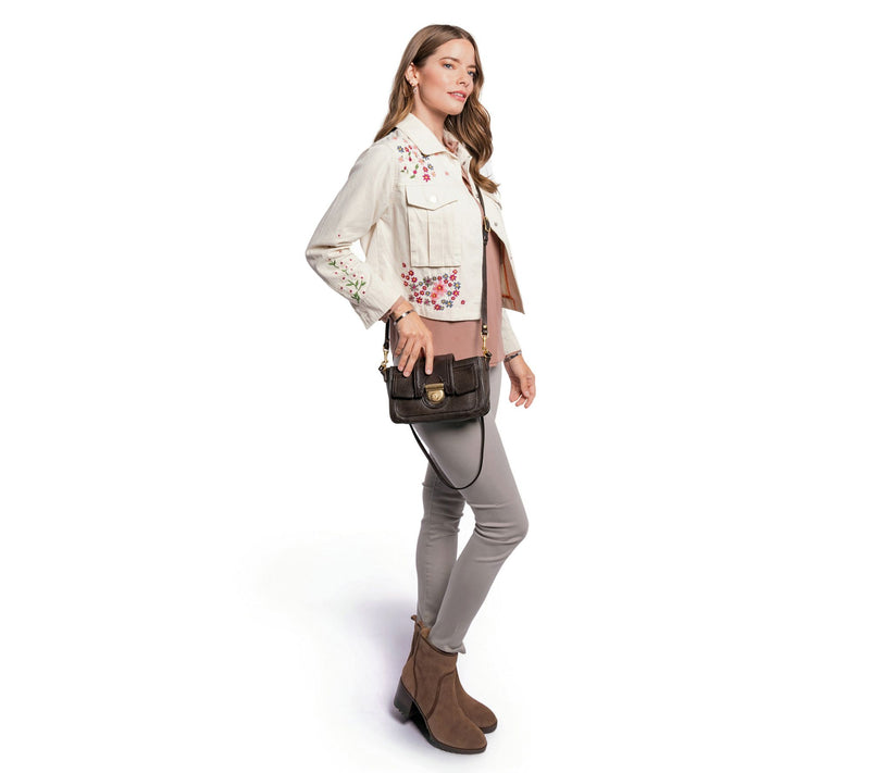 Old Trend Camellia Leather Crossbody with  Shou lder Strap — View 13