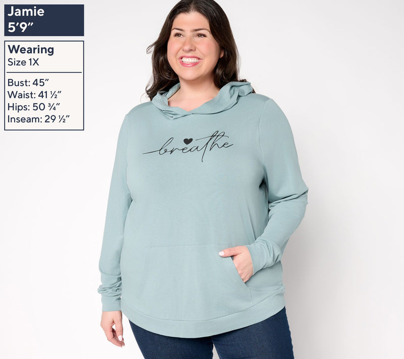 AnyBody Cozy Knit Jersey Message Hoodie — View 2