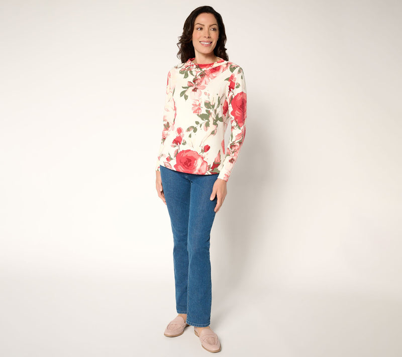 BEAUTIFUL by Lawrence Zarian Printed Scuba Funnel Neck Pullover — View 5