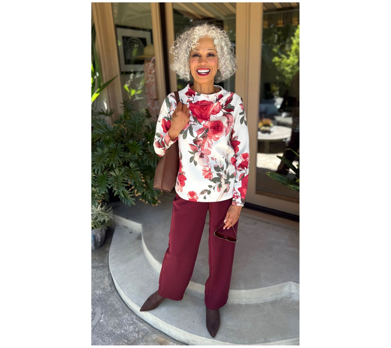 BEAUTIFUL by Lawrence Zarian Printed Scuba Funnel Neck Pullover — View 7