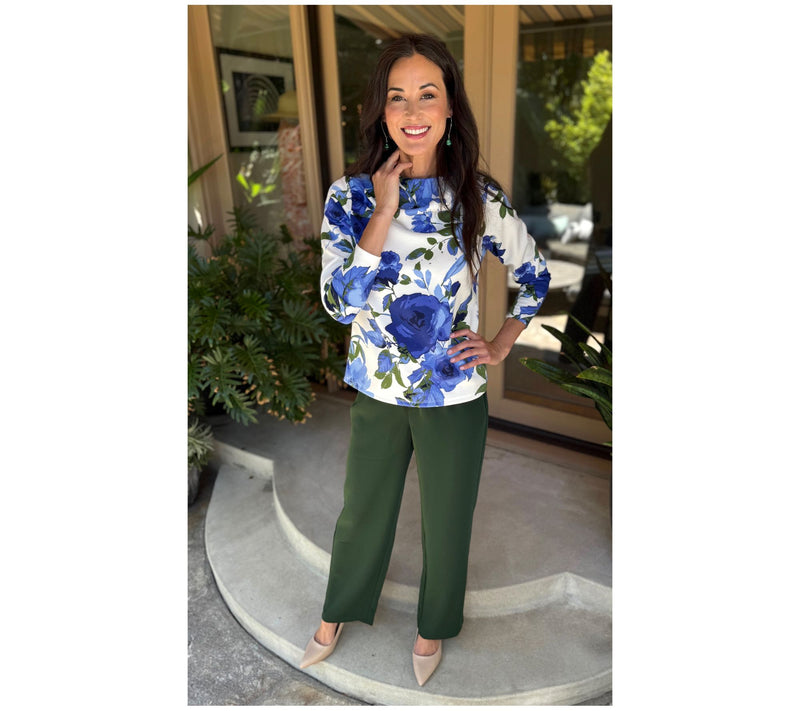 BEAUTIFUL by Lawrence Zarian Printed Scuba Funnel Neck Pullover — View 8