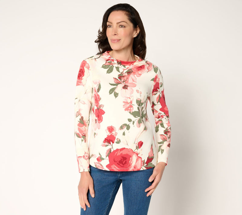 BEAUTIFUL by Lawrence Zarian Printed Scuba Funnel Neck Pullover — Main view