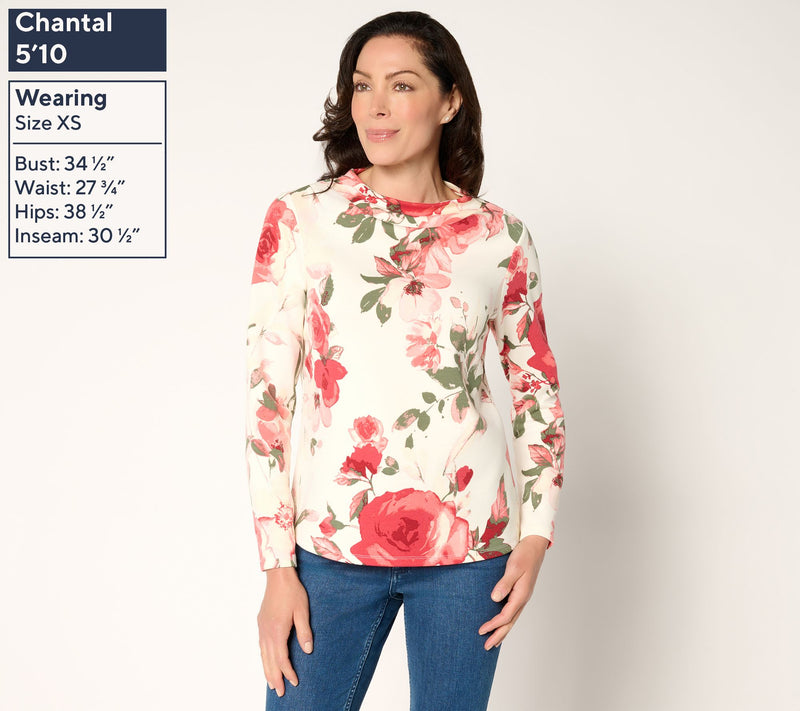 BEAUTIFUL by Lawrence Zarian Printed Scuba Funnel Neck Pullover — View 3