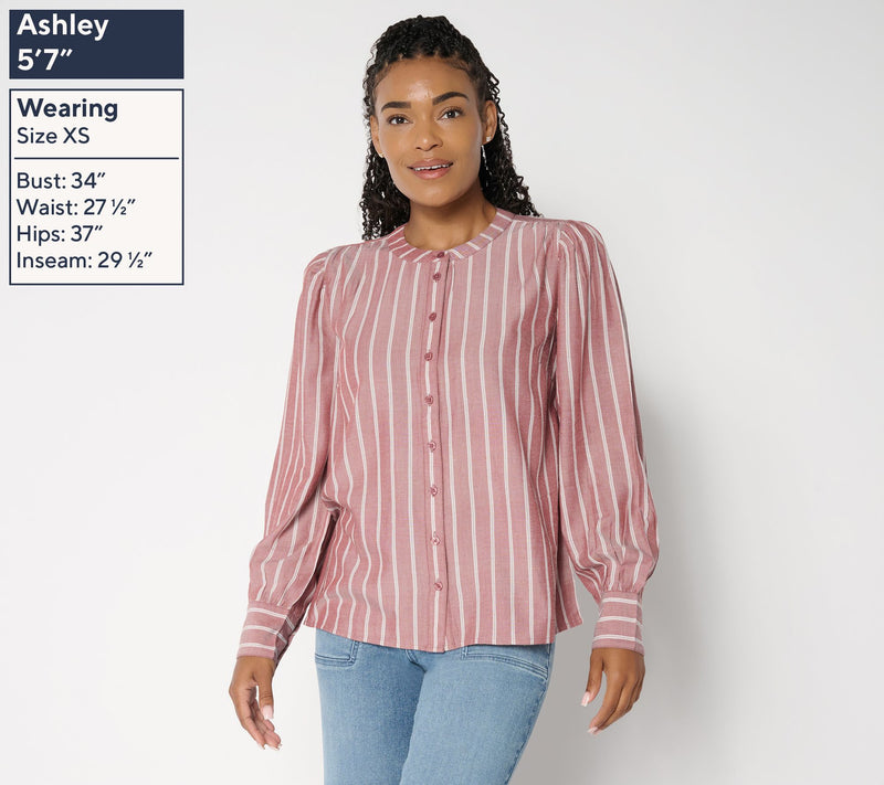 Me by Jennie Garth Goldie Yarn Dye Striped Blouse — View 3
