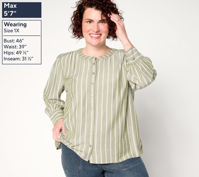 Me by Jennie Garth Goldie Yarn Dye Striped Blouse — View 2