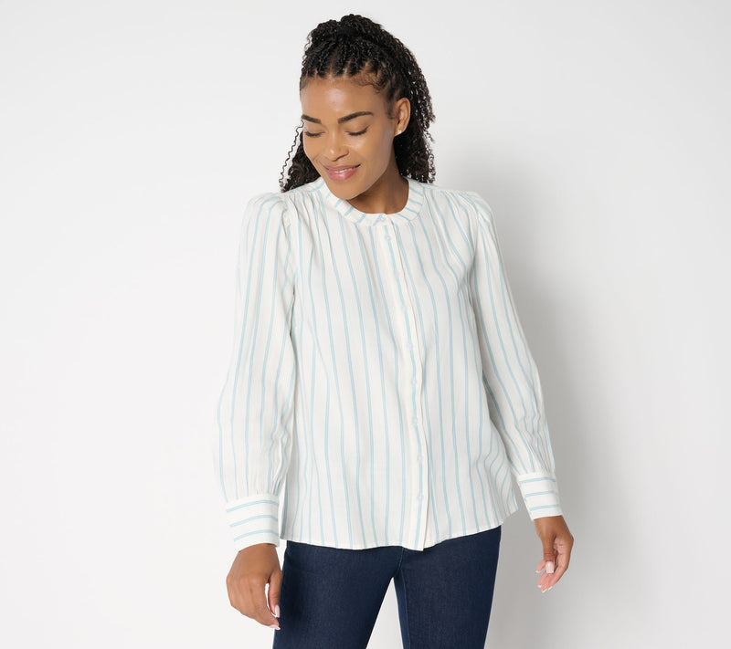 Me by Jennie Garth Goldie Yarn Dye Striped Blouse — View 12