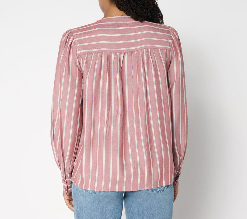 Me by Jennie Garth Goldie Yarn Dye Striped Blouse — View 4