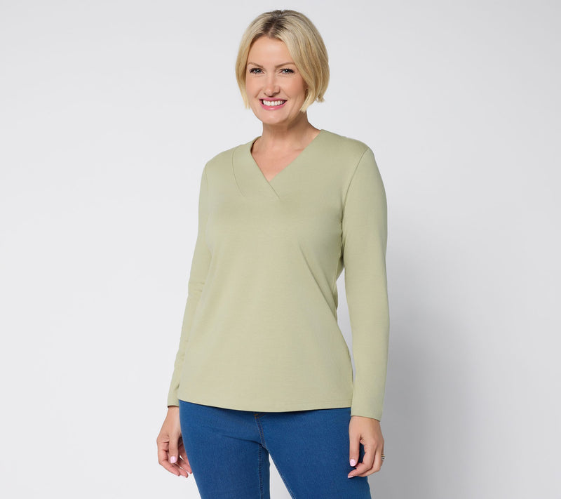 Denim & Co. Essentials Perfect Jersey Crossover V Top — Main view