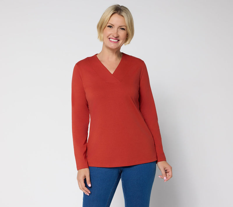 Denim & Co. Essentials Perfect Jersey Crossover V Top — View 13