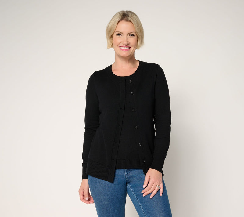 Denim & Co. Essentials Cardigan/Tank Sweater Twin Set — View 11