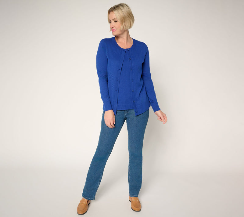 Denim & Co. Essentials Cardigan/Tank Sweater Twin Set — View 5