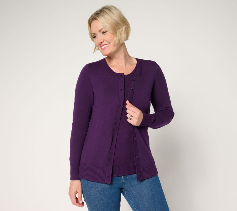 Denim & Co. Essentials Cardigan/Tank Sweater Twin Set — View 12