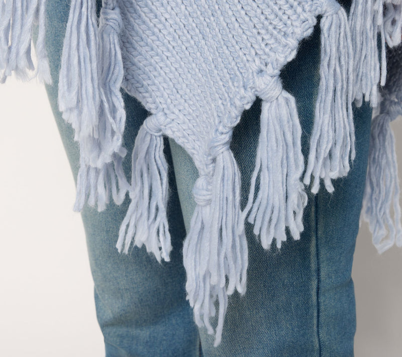 Martha Stewart Signature Asymmetrical Sweater Cape with Fringe — View 7