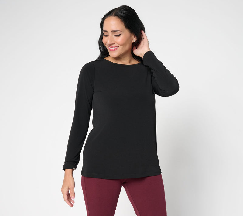 Susan Graver Modern Essentials Liquid Knit Bateau Neck Top — View 12