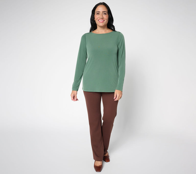 Susan Graver Modern Essentials Liquid Knit Bateau Neck Top — View 5