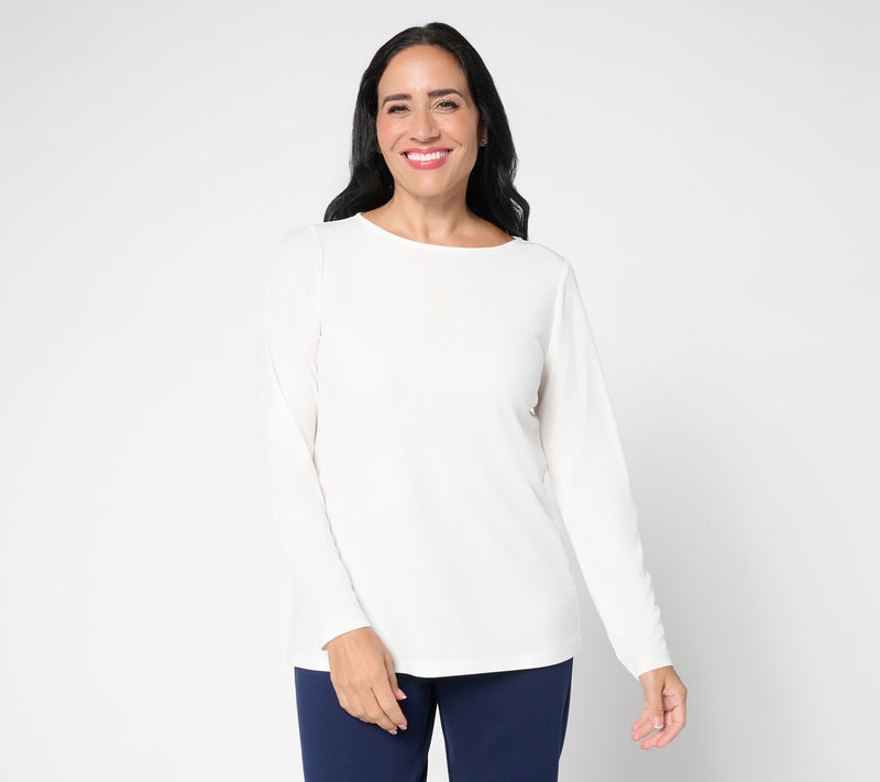 Susan Graver Modern Essentials Liquid Knit Bateau Neck Top — View 13