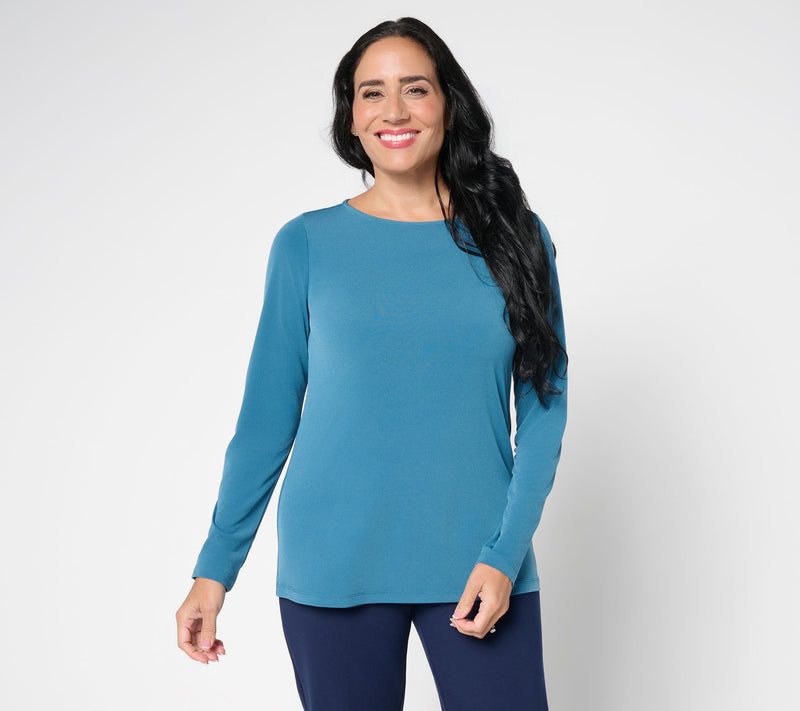Susan Graver Modern Essentials Liquid Knit Bateau Neck Top — View 14