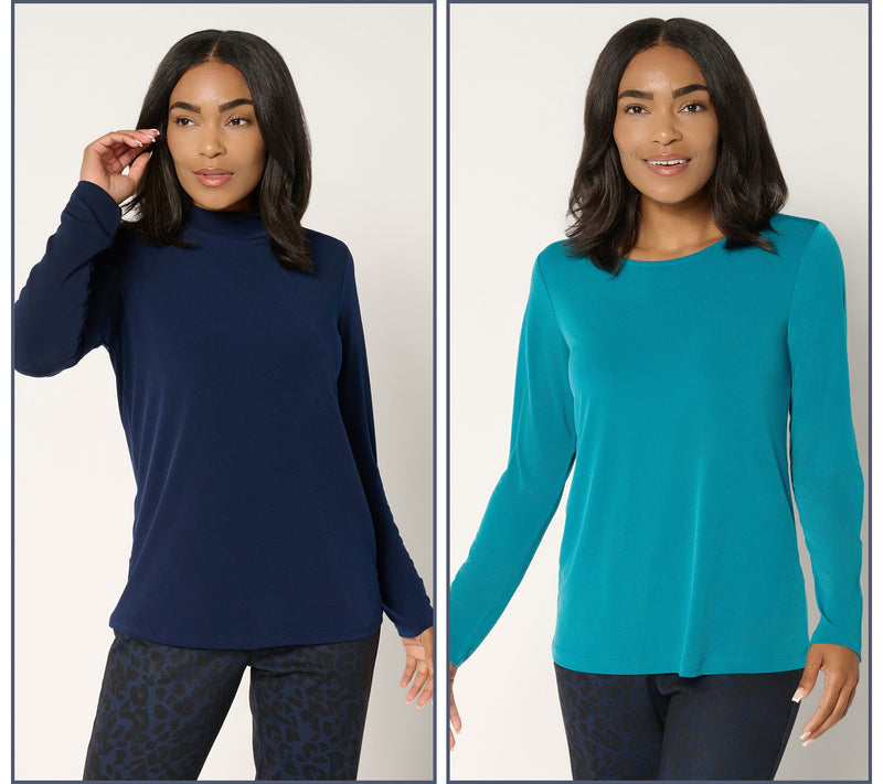 Susan Graver Modern Essentials Set of 2 Liquid Knit Tops — View 12