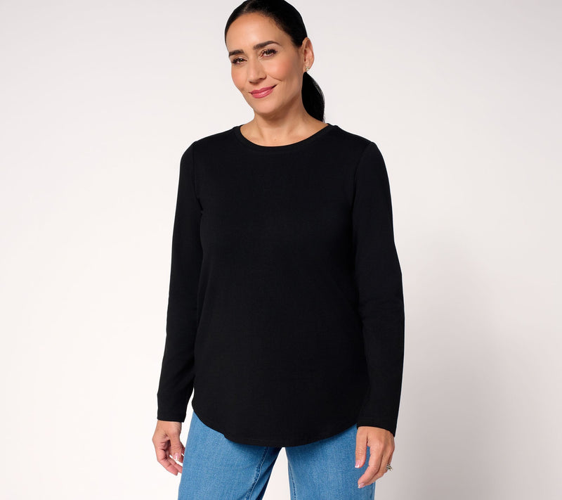 Susan Graver Regular Weekend Essentials Comfy Cotton Shirttail Tunic — View 3