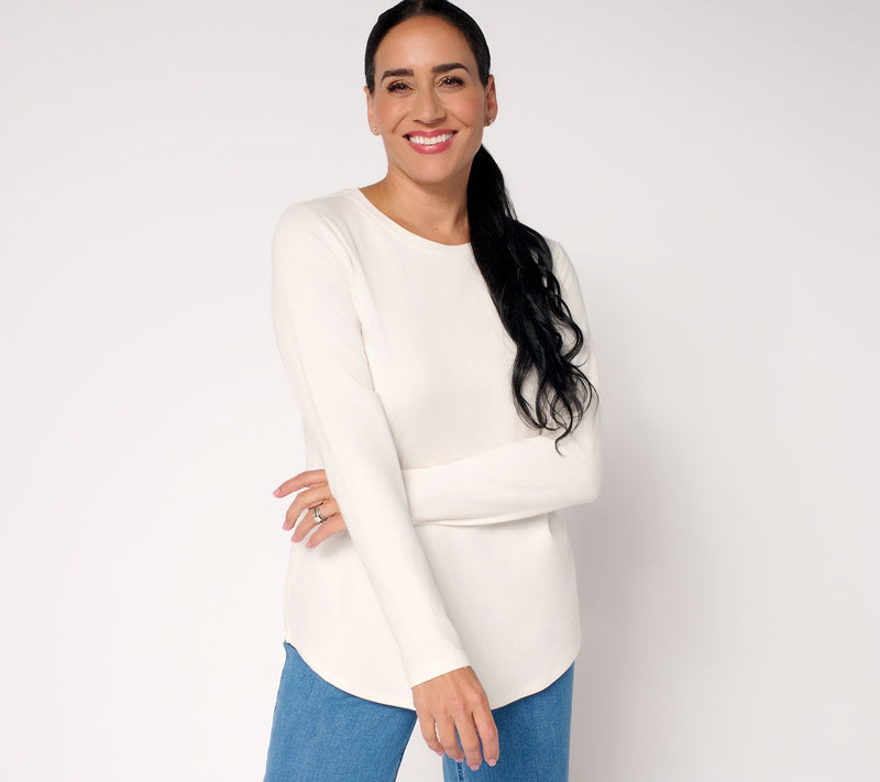 Susan Graver Regular Weekend Essentials Comfy Cotton Shirttail Tunic — View 11